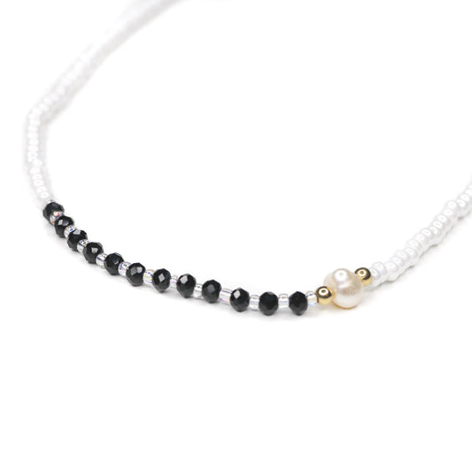 Faceted Beaded Pearl Necklace