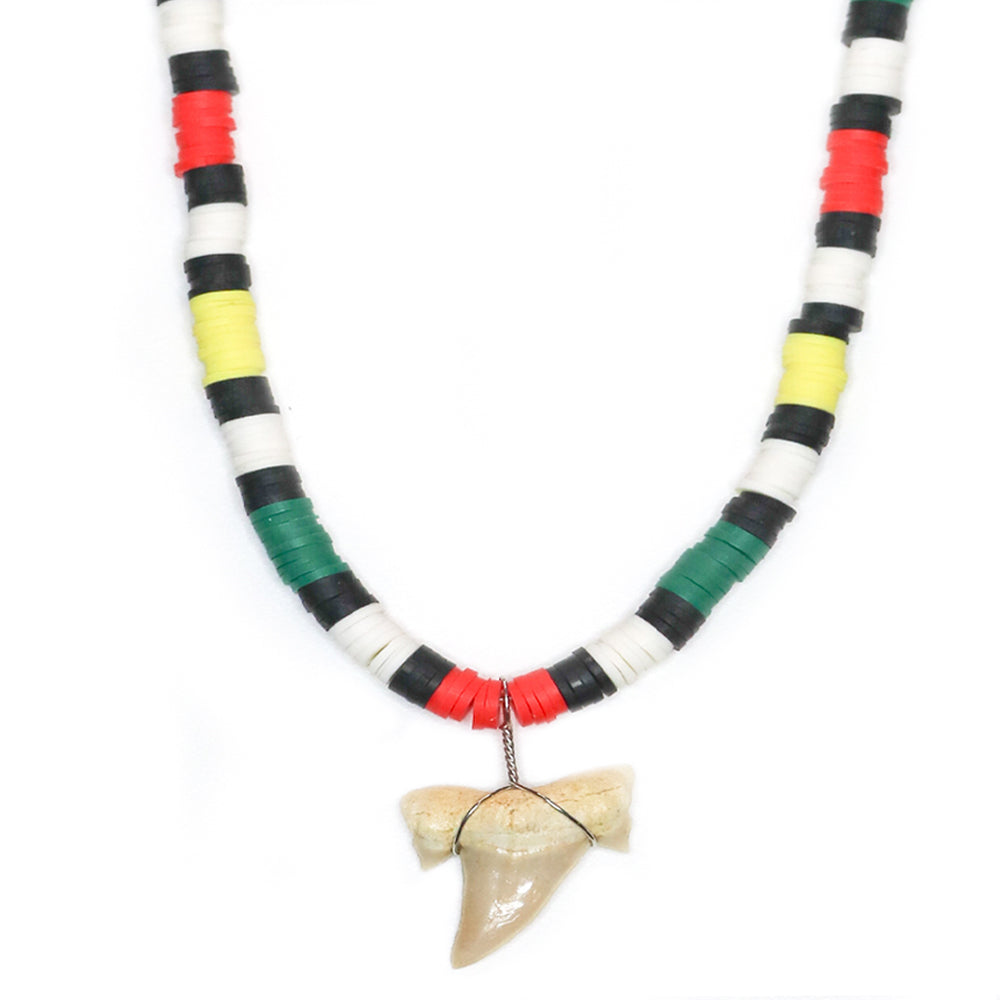 Rasta Shark - Fossil Shark Tooth Necklace