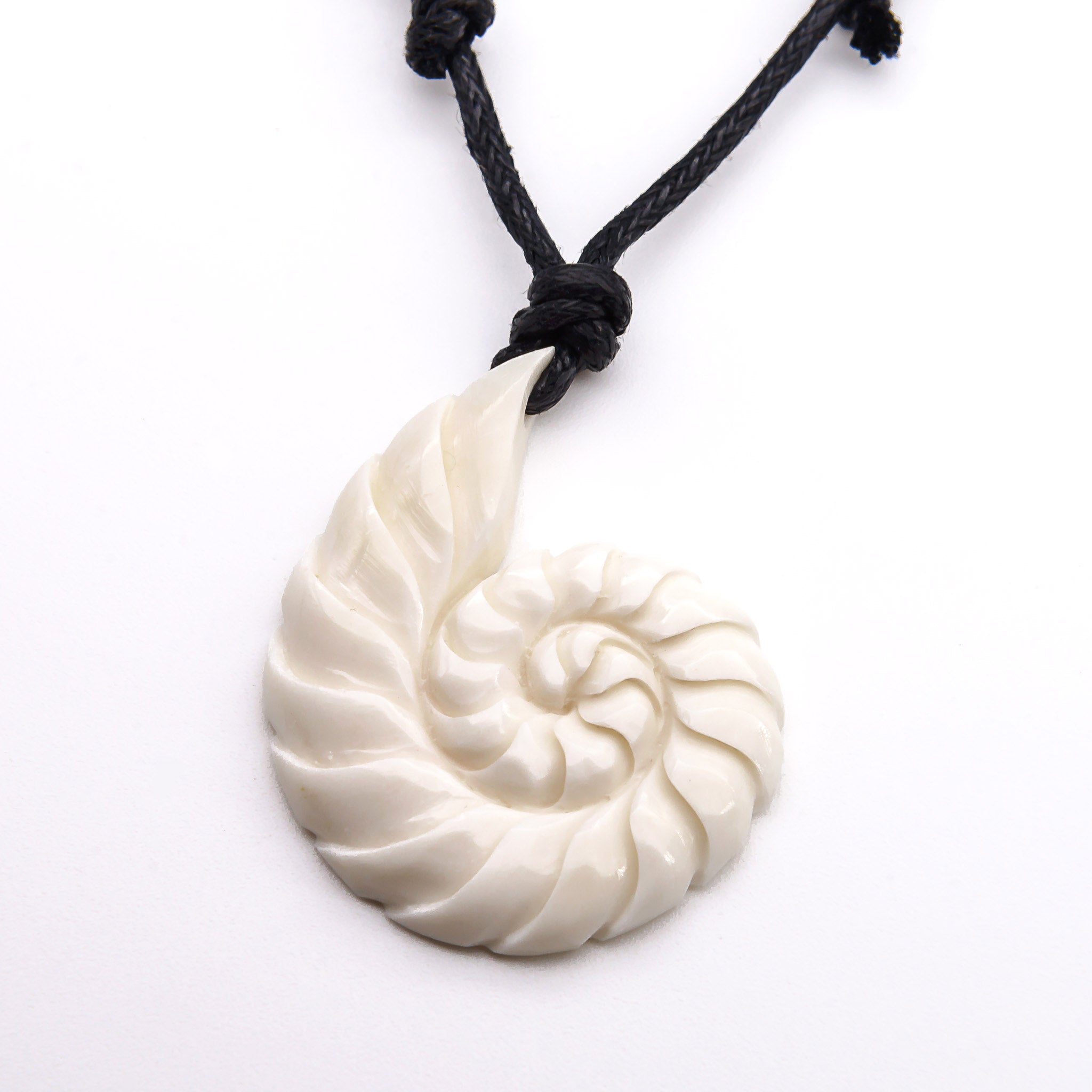 Intricate Carved Bone Beaded Necklace with Pendant 24